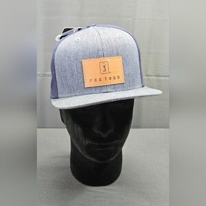 NEW PGA Tour Heather Flat Bill Golf Hat Cap - Blue